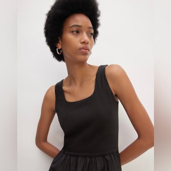 EVERLANE The Riviera Dress Black Tank Pleated Skirt
Midi Pockets Lightweight NEW - Picture 2 of 12